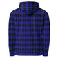 Blue and black checkered hoodie on a white background